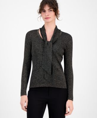 Anne Klein - Women's Ribbed Scarf Sweater