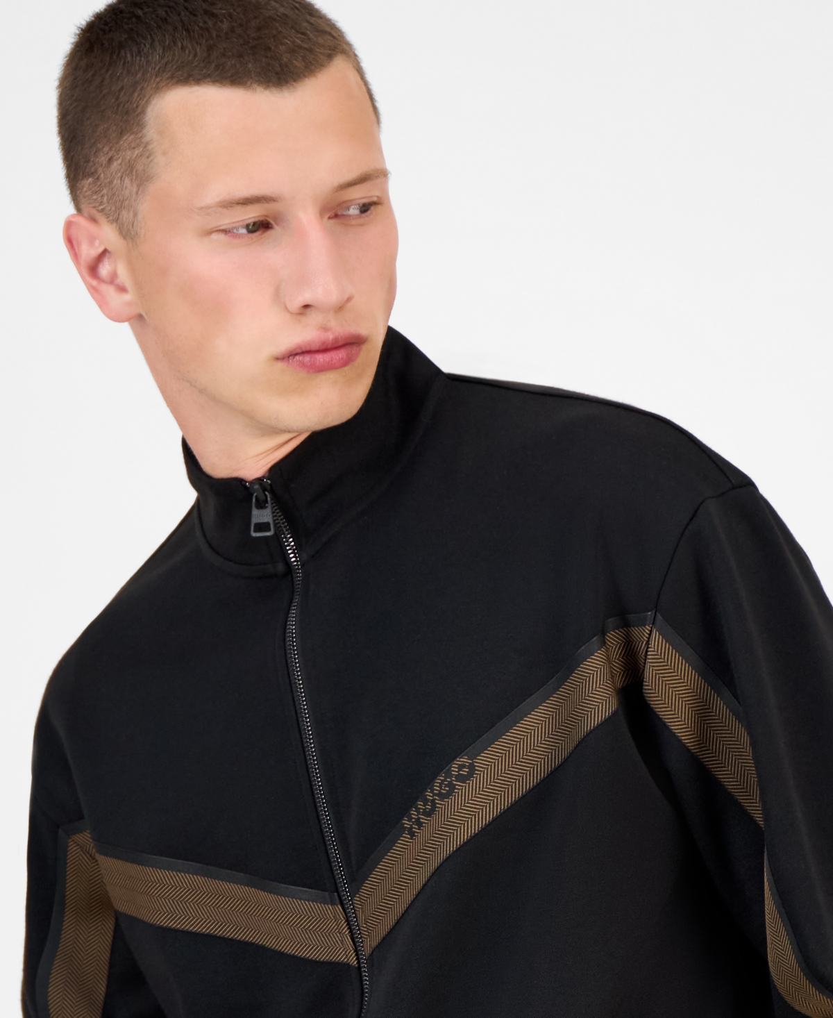 Hugo Boss High Collar Sweater Featuring Stripe Detail In Black
