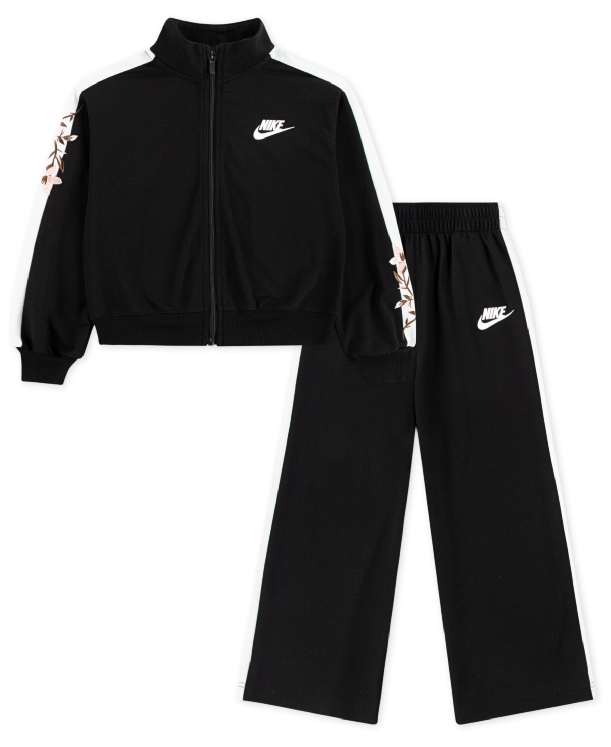 Nike Toddler And Little Girls 2-piece Floral Track Jacket And Pants Set In Black