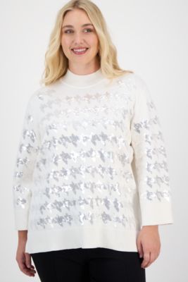 Women's Houndstooth Sequinned Sweater