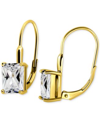 Cubic Zirconia Octagon Leverback Drop Earrings in 18k Gold-Plated Sterling Silver, Macy's Exclusive