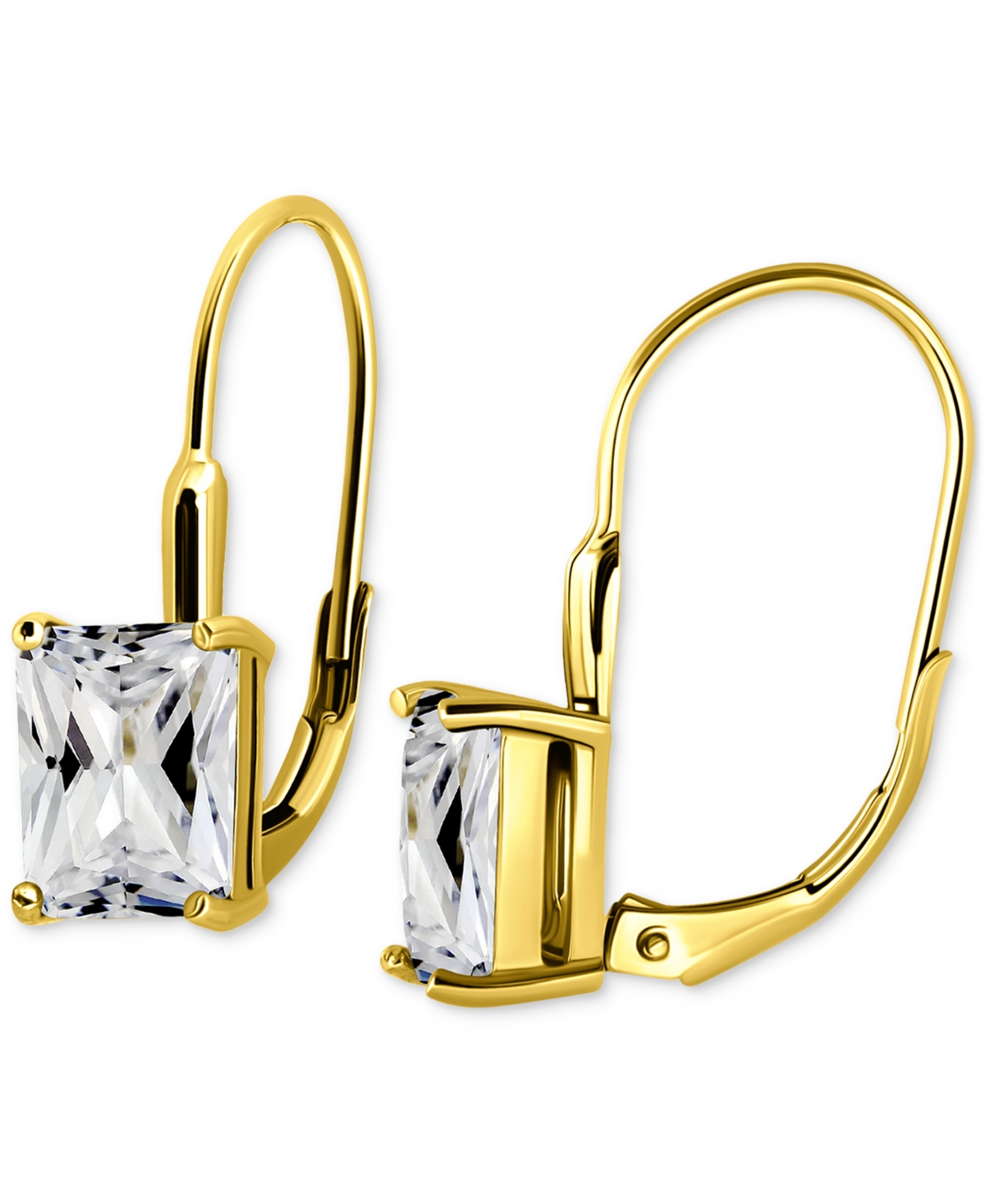 Giani Bernini Cubic Zirconia Octagon Leverback Drop Earrings In 18k Gold-plated Sterling Silver, Macy's Exclusive In Gold