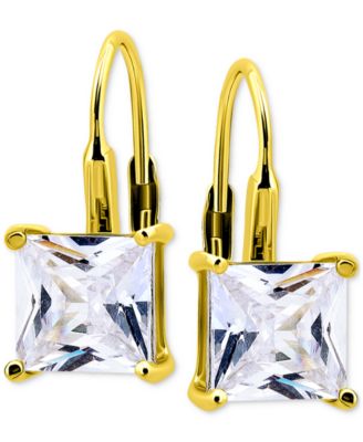 Giani Bernini - Cubic Zirconia Square Leverback Drop Earrings in 18k Gold-Plated Sterling Silver