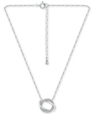 Cubic Zirconia Love Knot Pendant Necklace in Sterling Silver, 16" + 2" extender, Exclusively at Macy's