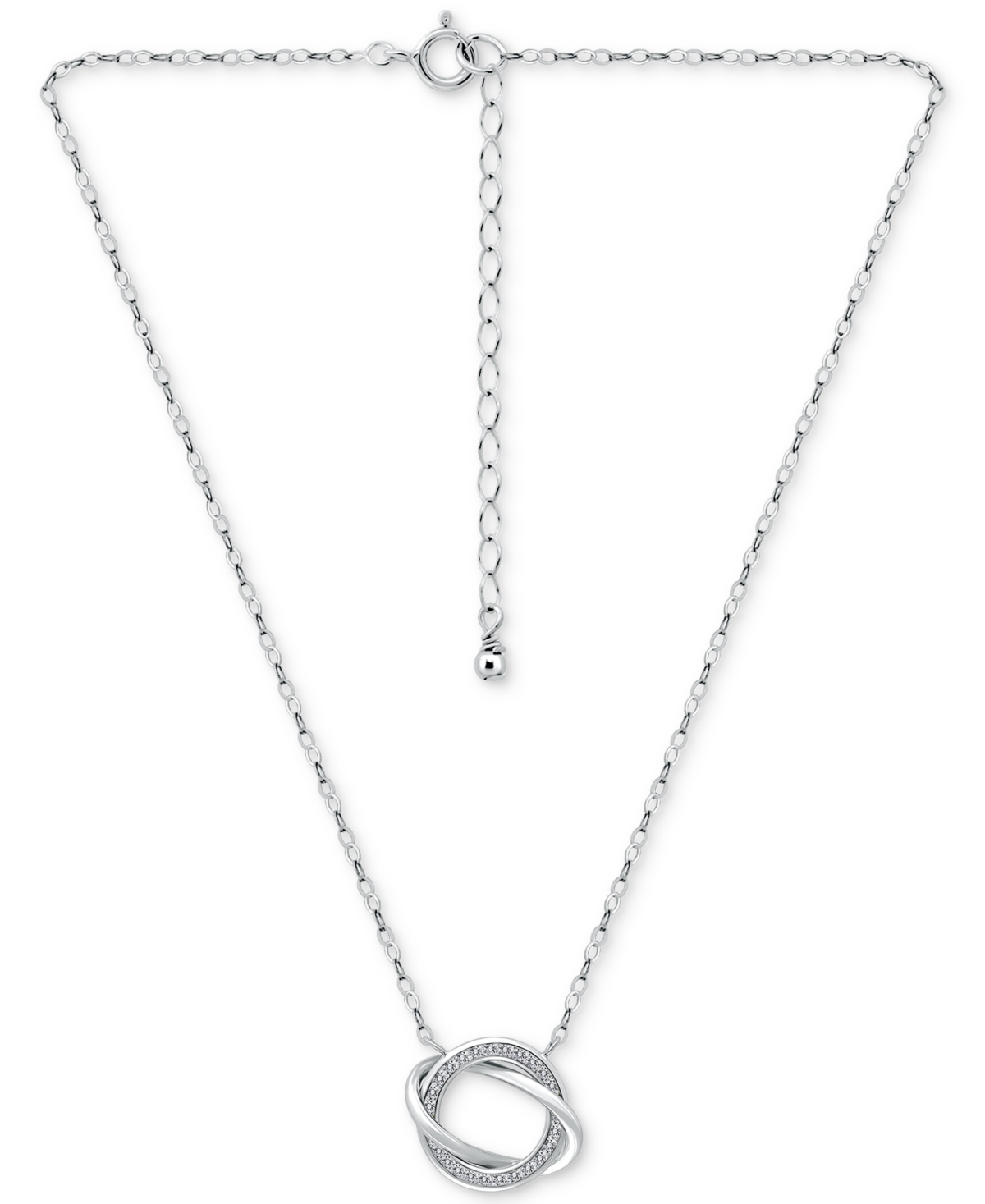 Giani Bernini Cubic Zirconia Love Knot Pendant Necklace In Sterling Silver, 16" + 2" Extender, Exclusively At Macy In Silver