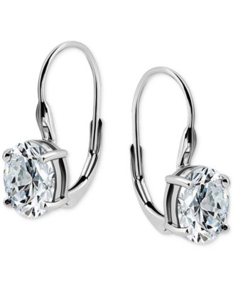 Oval Cubic Zirconia Leverback Earrings in Sterling Silver, Macy's Exclusive