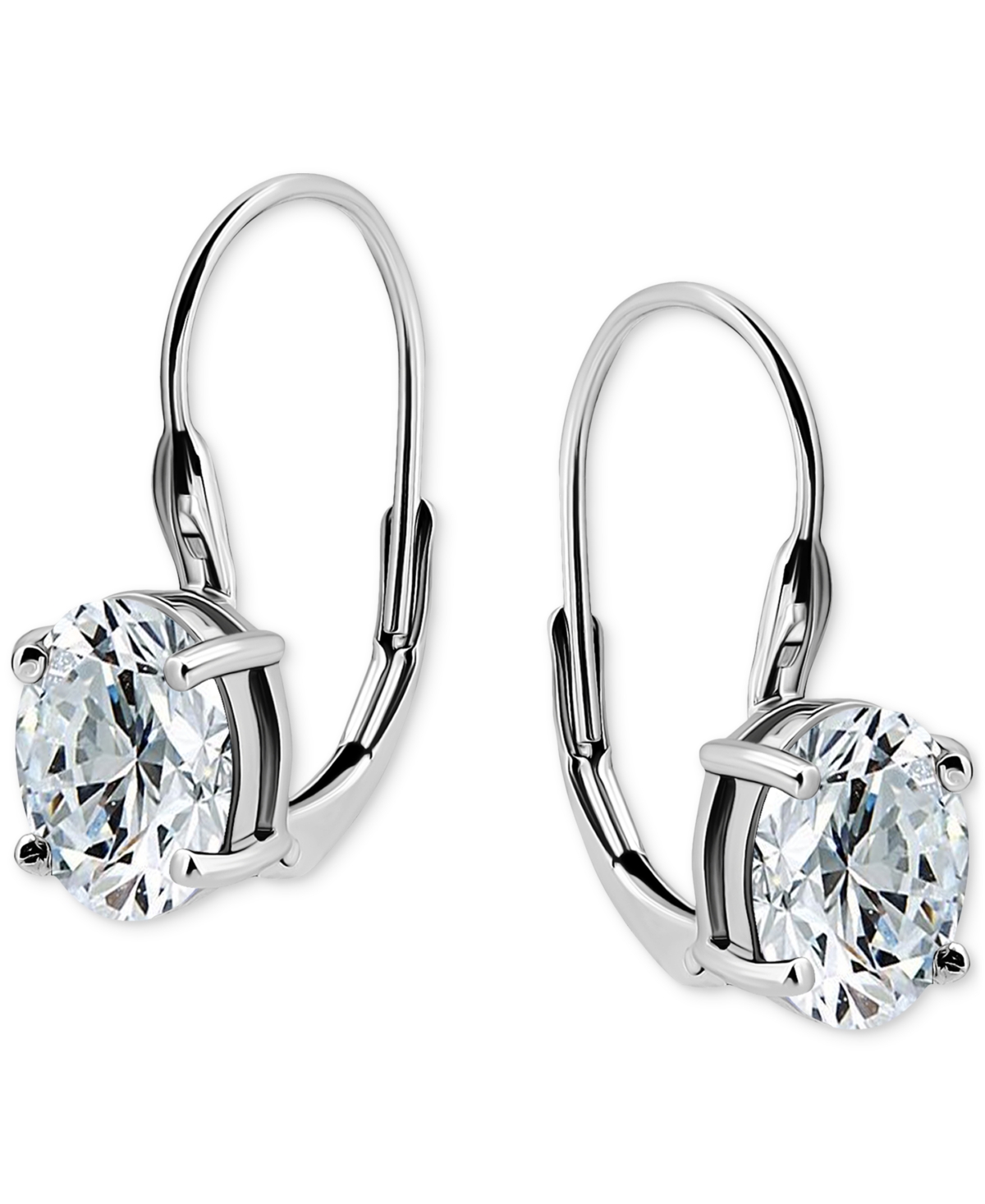 Giani Bernini Oval Cubic Zirconia Leverback Earrings In Sterling Silver, Macy's Exclusive In Silver