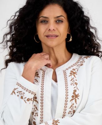 Petite Embroidered Edge Jacket, Macy's Exclusive