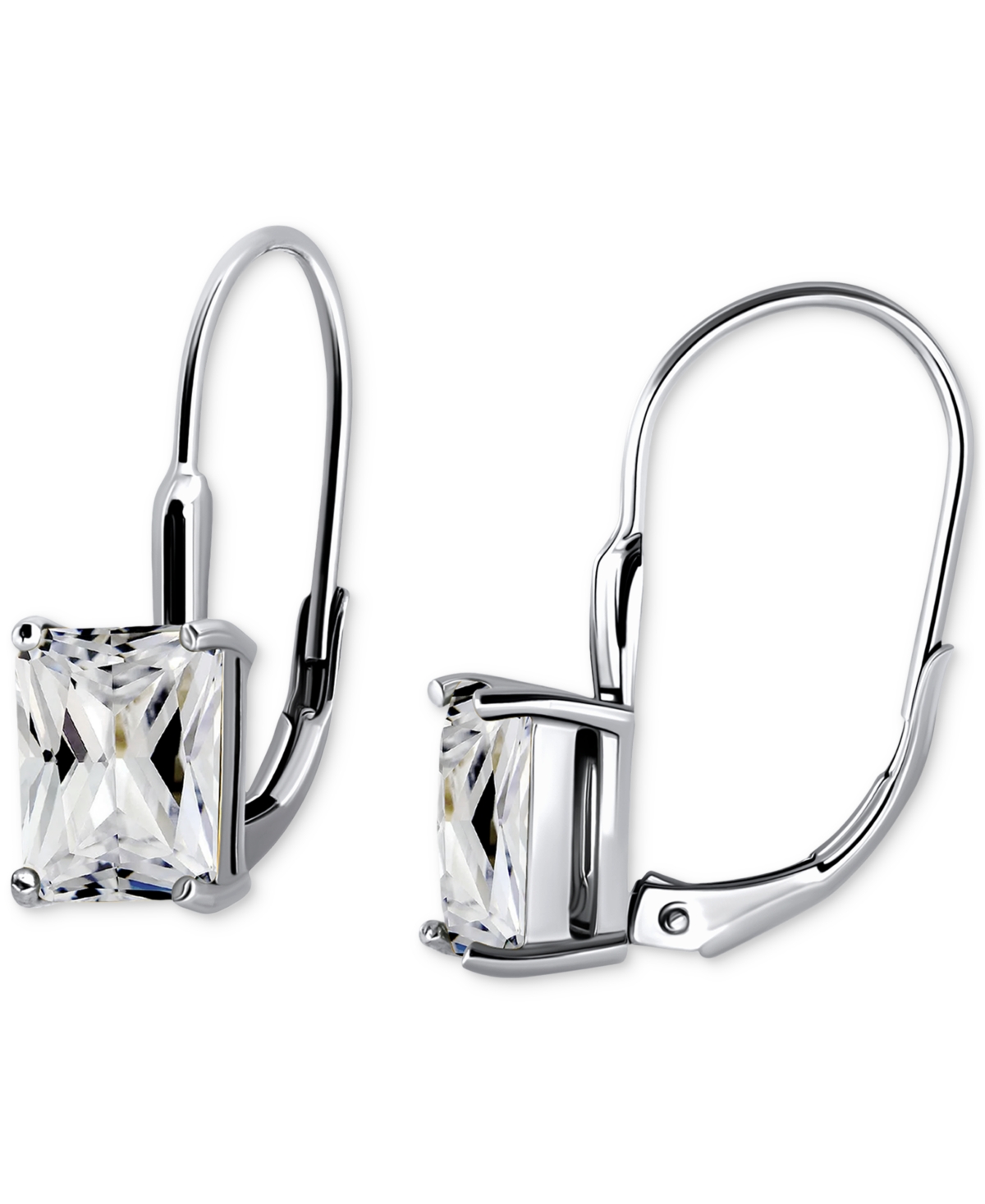 Giani Bernini Cubic Zirconia Octagon Leverback Drop Earrings In Sterling Silver, Macy's Exclusive In Silver
