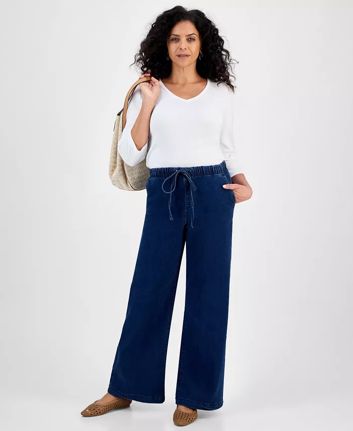 Women's Wide-Leg Pull-On Jeans