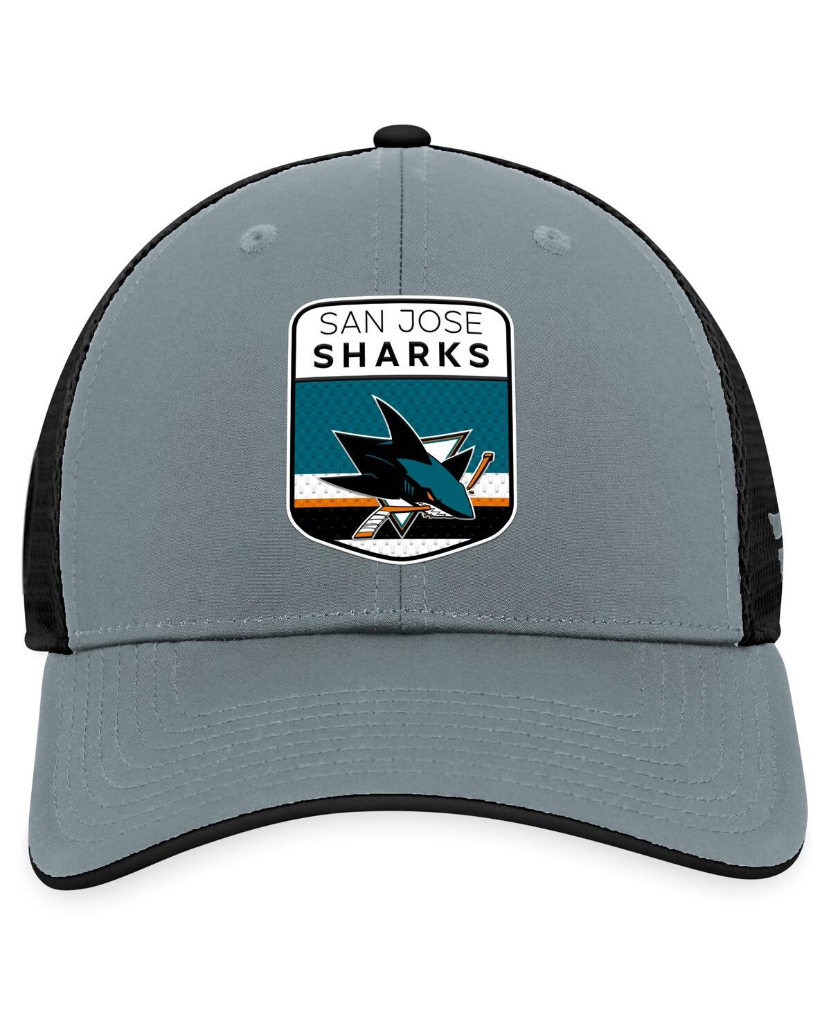 Fanatics Men's Gray/black San Jose Sharks Authentic Pro Home Ice Trucker Adjustable Hat In Multi