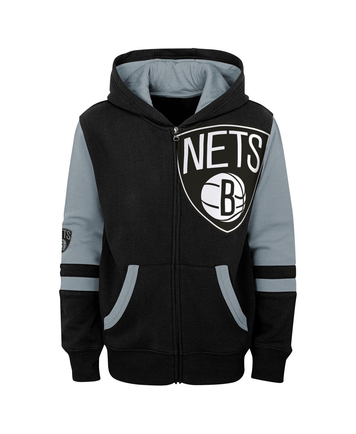 Outerstuff Preschool Black Brooklyn Nets Straight To The League Full-zip Hoodie In Black