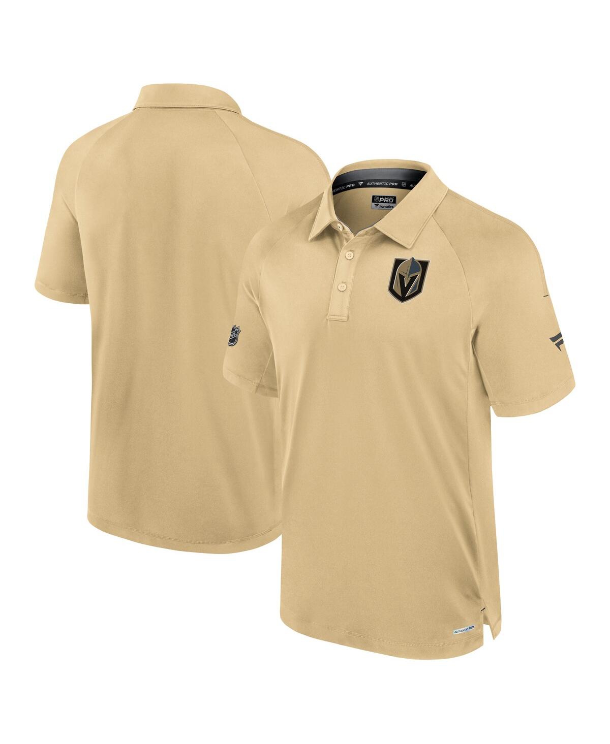 Men's Gold Vegas Golden Knights Authentic Pro Rink Raglan Polo Shirt - Gold