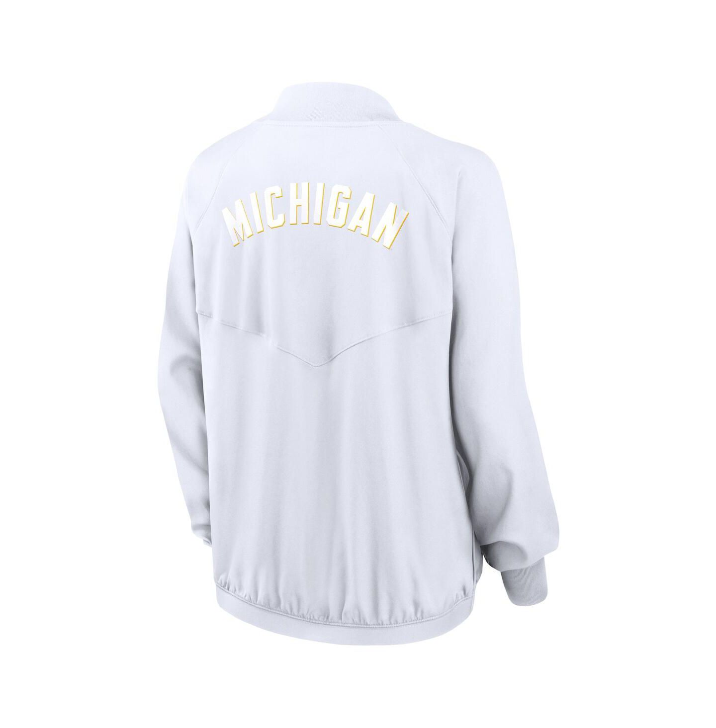 Женская куртка Jordan White Michigan Wolverines Statement Bomber Raglan Full-Zip — фото 3