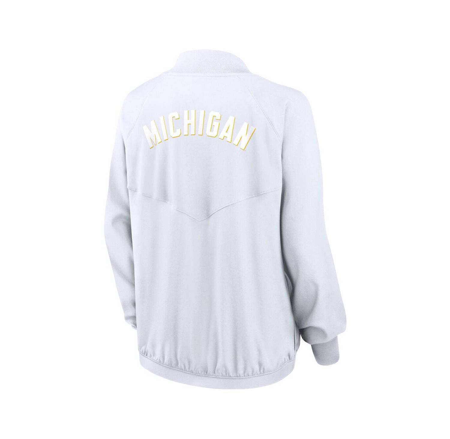 Women's White Michigan Wolverines Statement Bomber Raglan Full-Zip Jacket