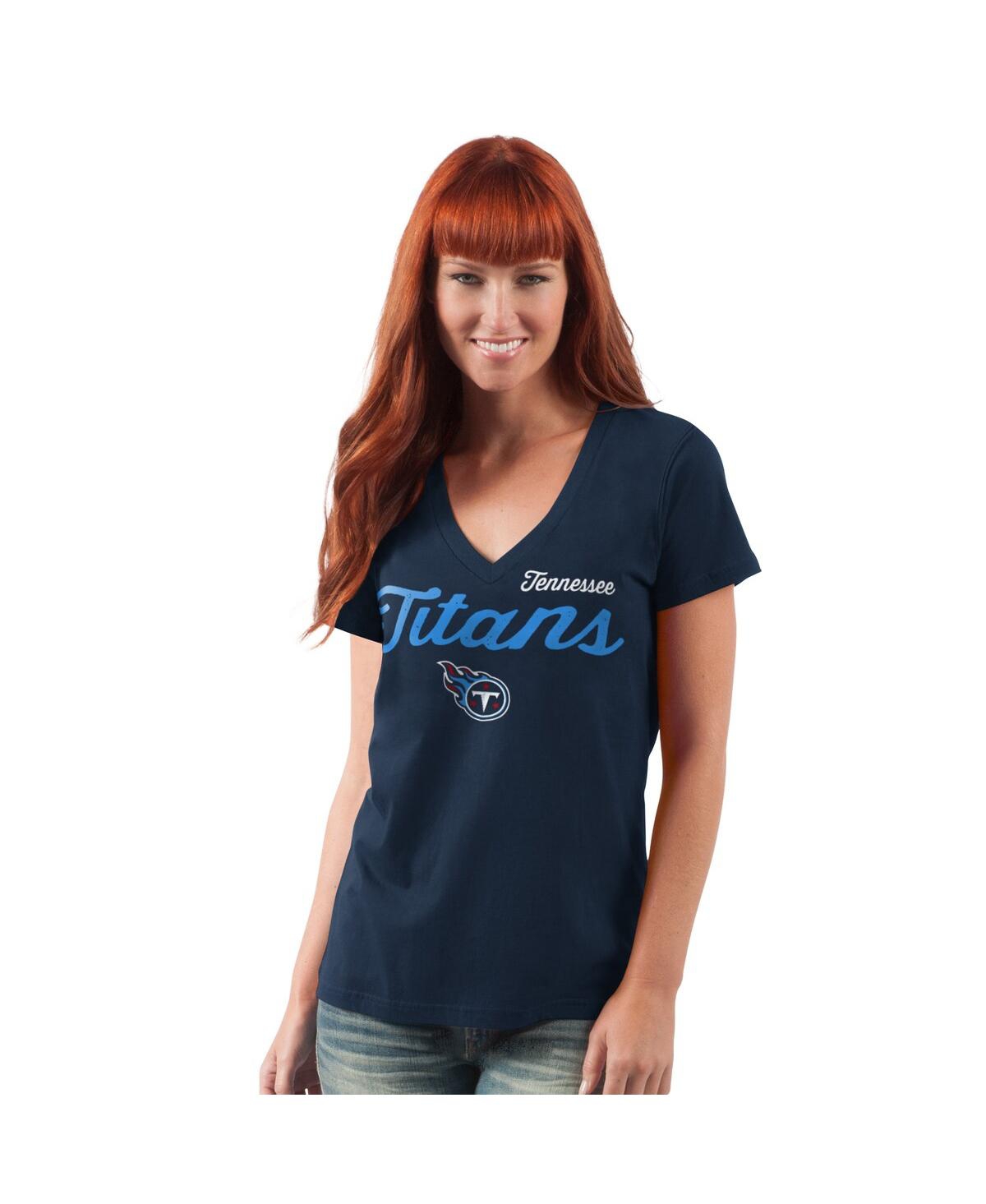Women's Navy Tennessee Titans Post Season V-Neck T-Shirt - Navy