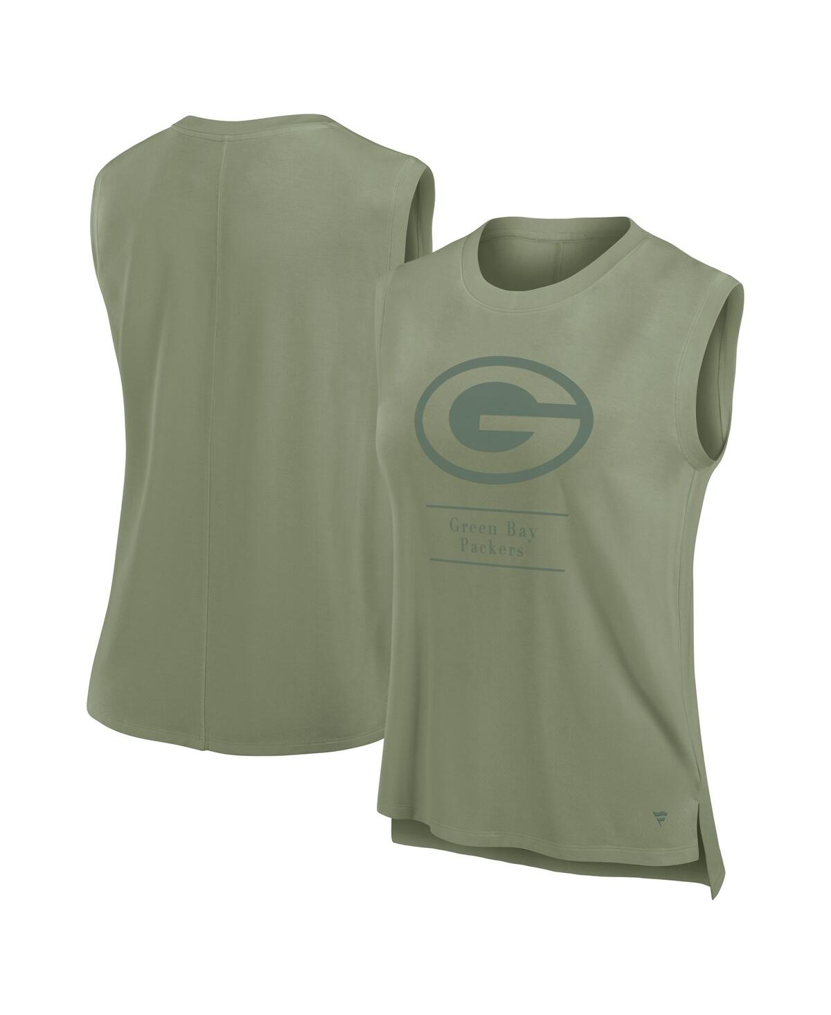 Fanatics Women's Olive Green Bay Packers Studio Embrace Tank Top In Green