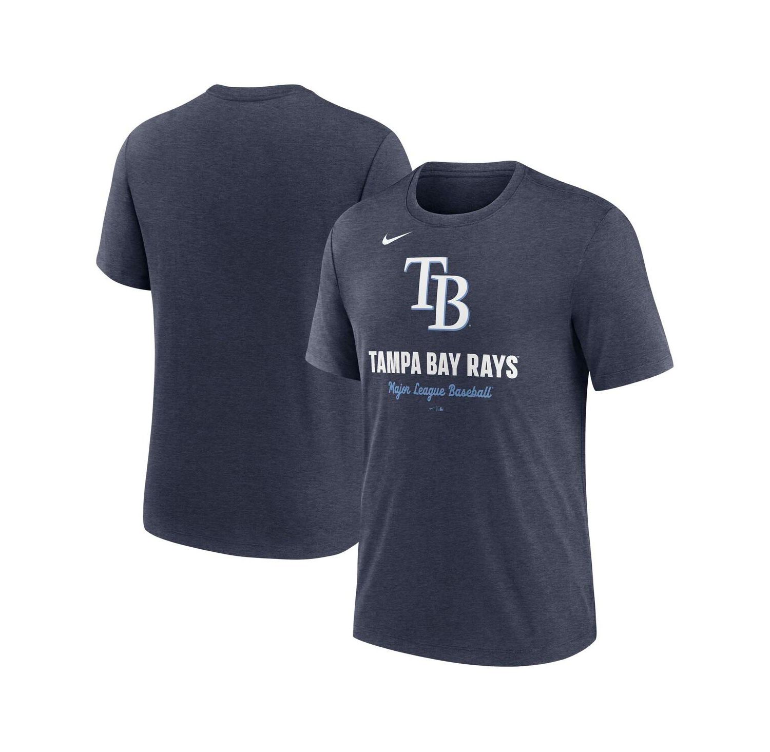 Men's Heather Navy Tampa Bay Rays Logo Tri-Blend T-Shirt