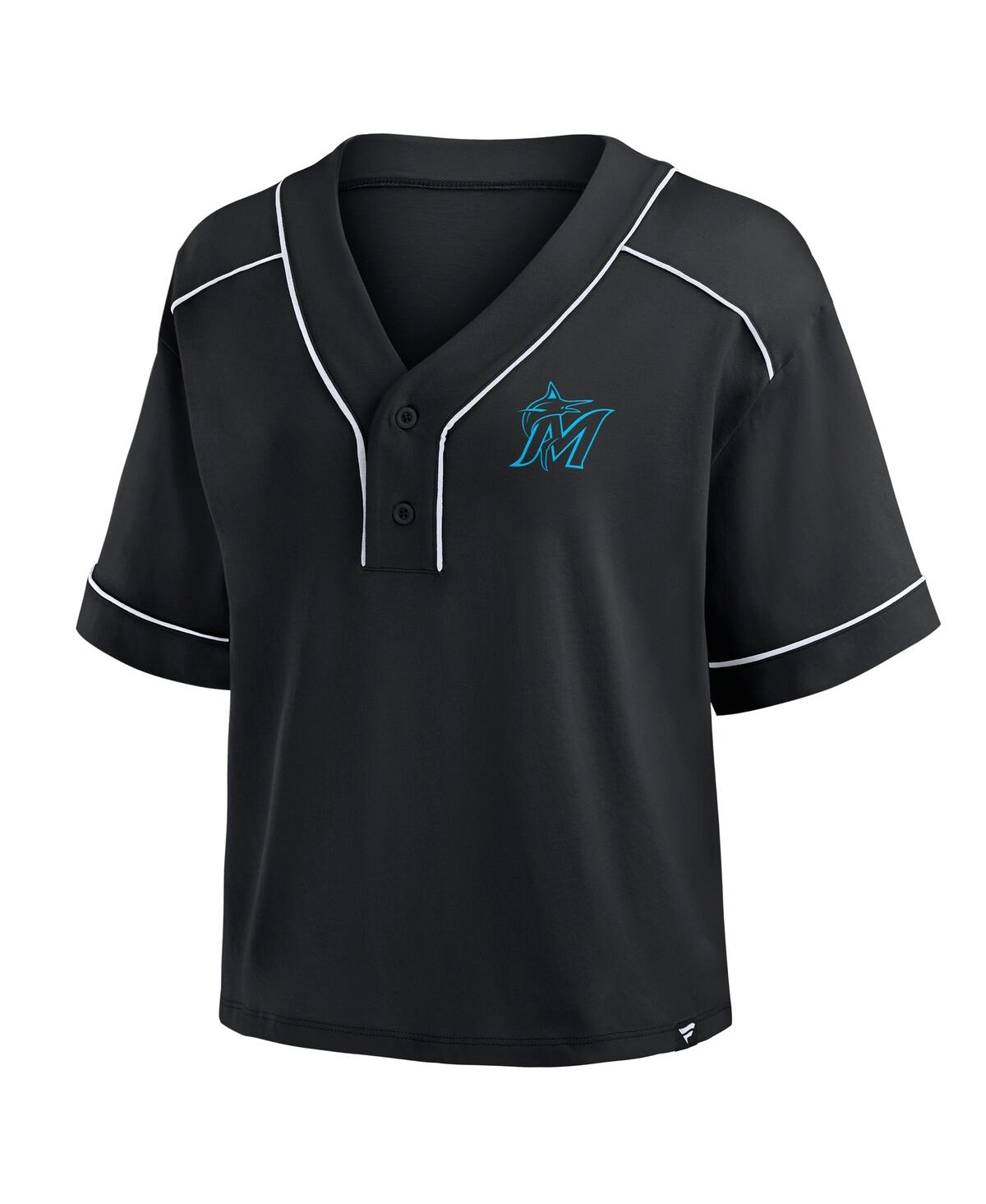 Fanatics Women's Black Los Angeles Dodgers Oversized Champ Game Midi Cropped V-neck T-shirt In Black