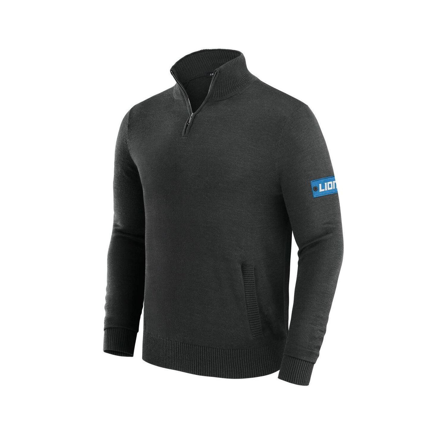 Men's Black Detroit Lions Franchise Quarter-Zip Sweater
