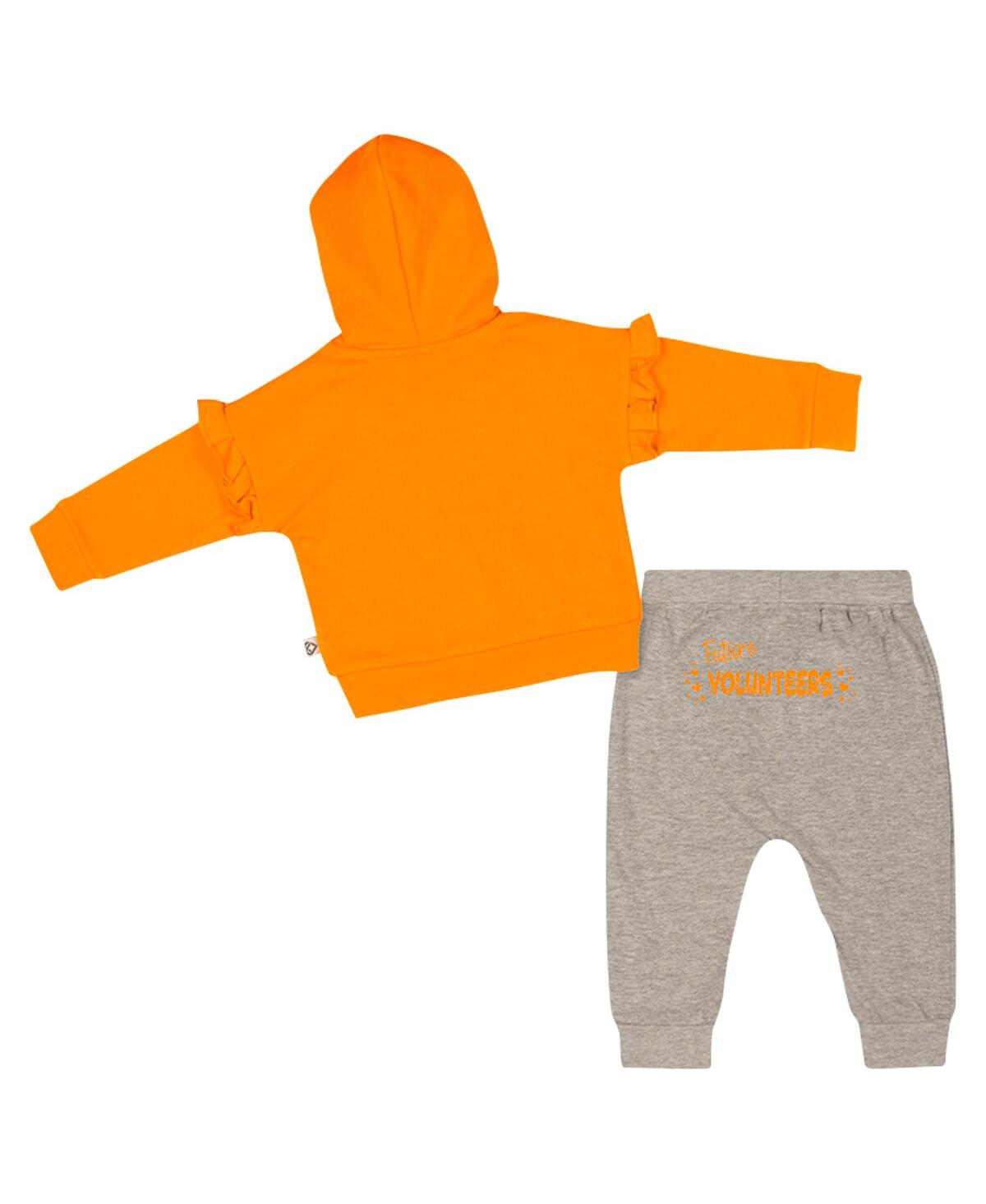 Colosseum Baby Boys And Girls 2-piece Tennessee Orange Tennessee Volunteers Patches Fleece Pullover Hoodie And In Orange