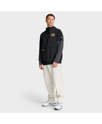Men's Black Cincinnati Bengals Sideline Anorak Half-Zip Hoodie Jacket