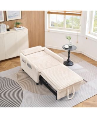 Beige Small Space Sofa Bed with Pillow