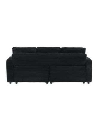 80" Folding Corduroy Sofa Bed w/ Cup Holder & Pillow - Black