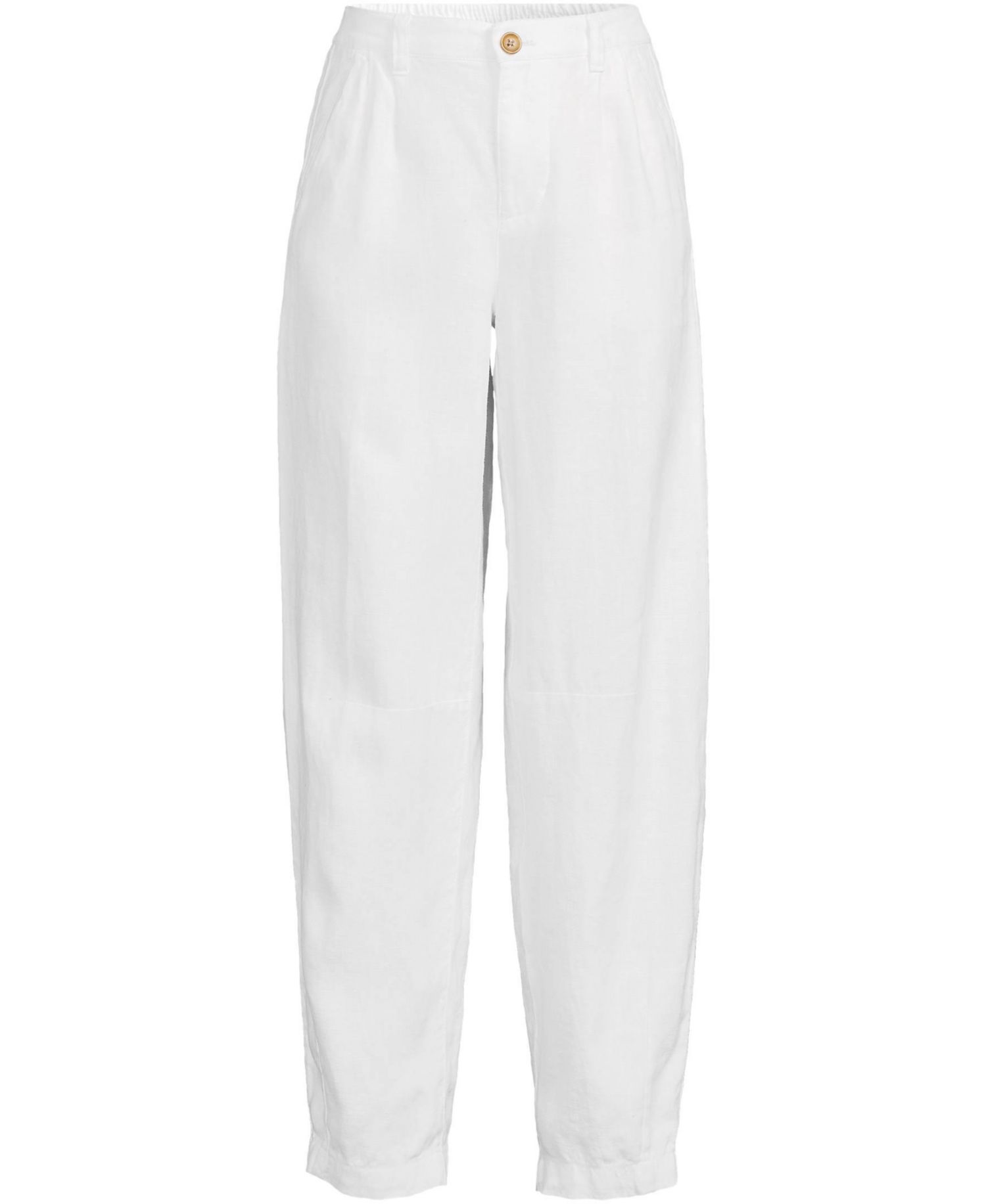 Women's Linen High Rise Pleated Barrel Leg Ankle Pants