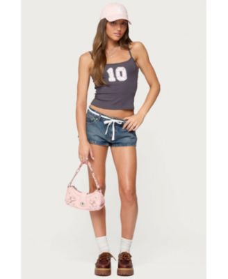 Womens 10 Floral Lacey Patch Tank Top