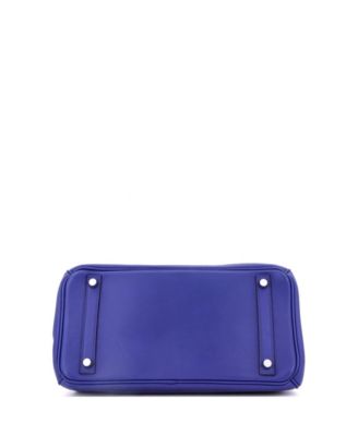 Pre-Owned Hermes Birkin 30 Handbag Blue Swift with Palladium Hardware