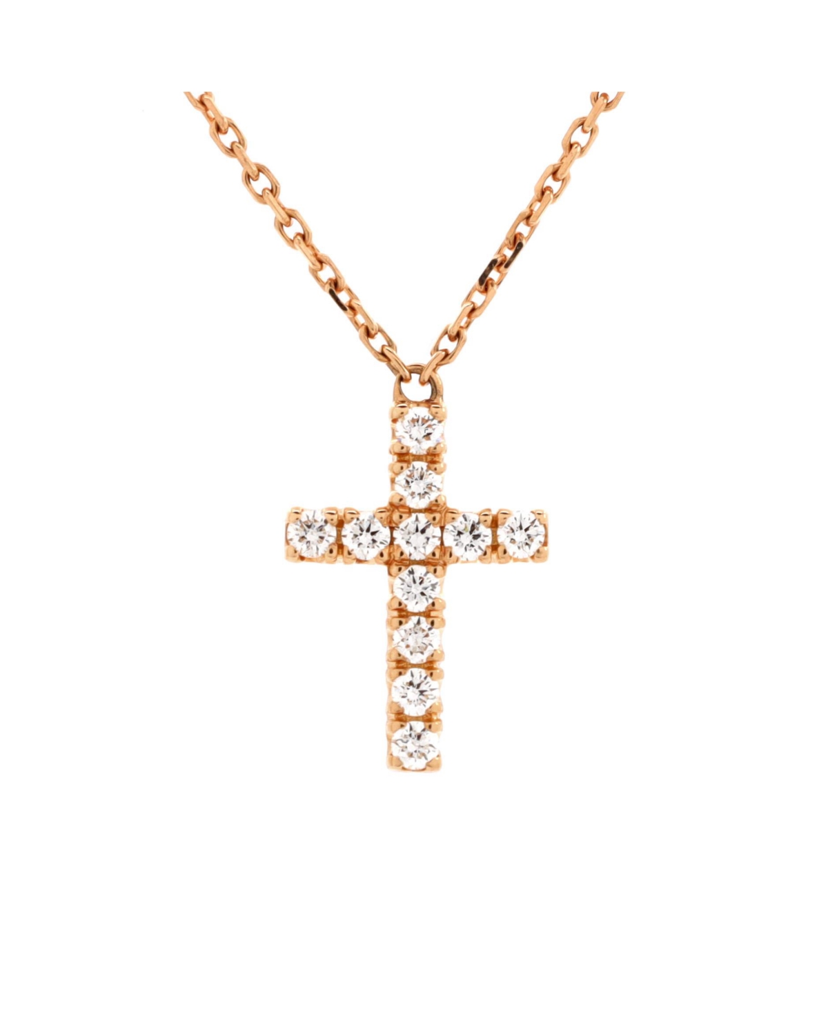 Cross Pendant Necklace - 18k rose gold