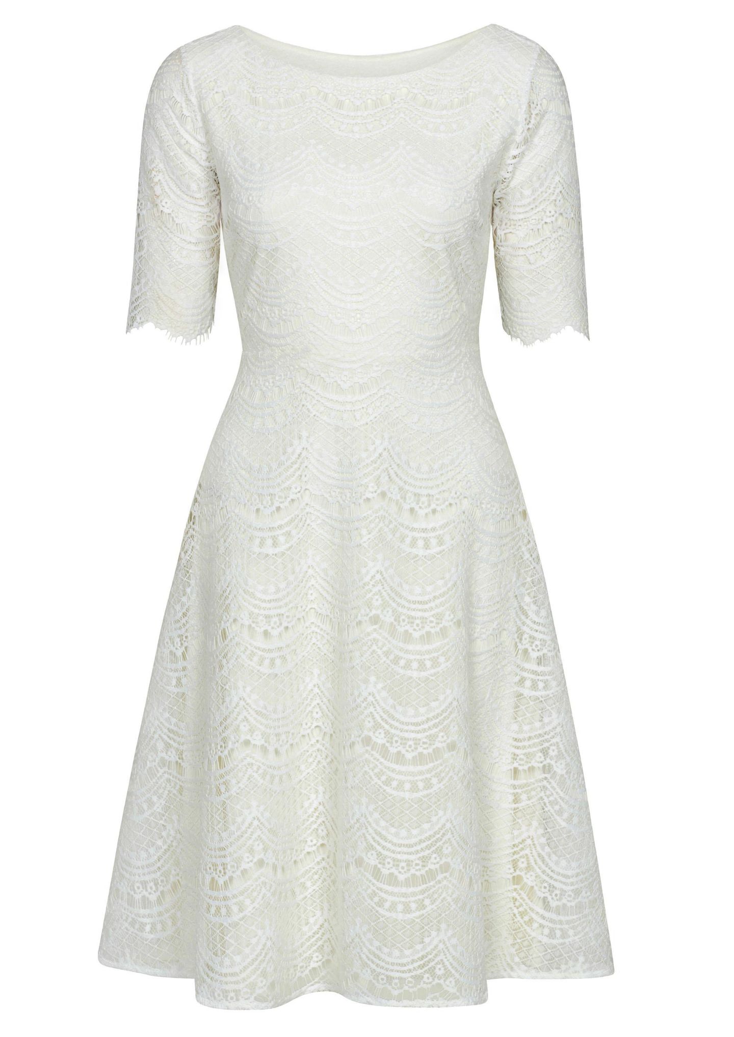 Женское платье Alie Street London Evie 3/4 Sleeve Knee Length Lace, цвет: Слоновая кость — фото 3