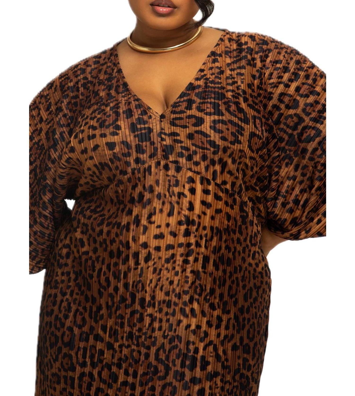 Women's Leopard Print Midi Dress