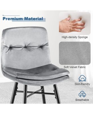 4 PCS Velvet Bar Stools Bar Height Dining Chairs w/ Metal Legs Kitchen
