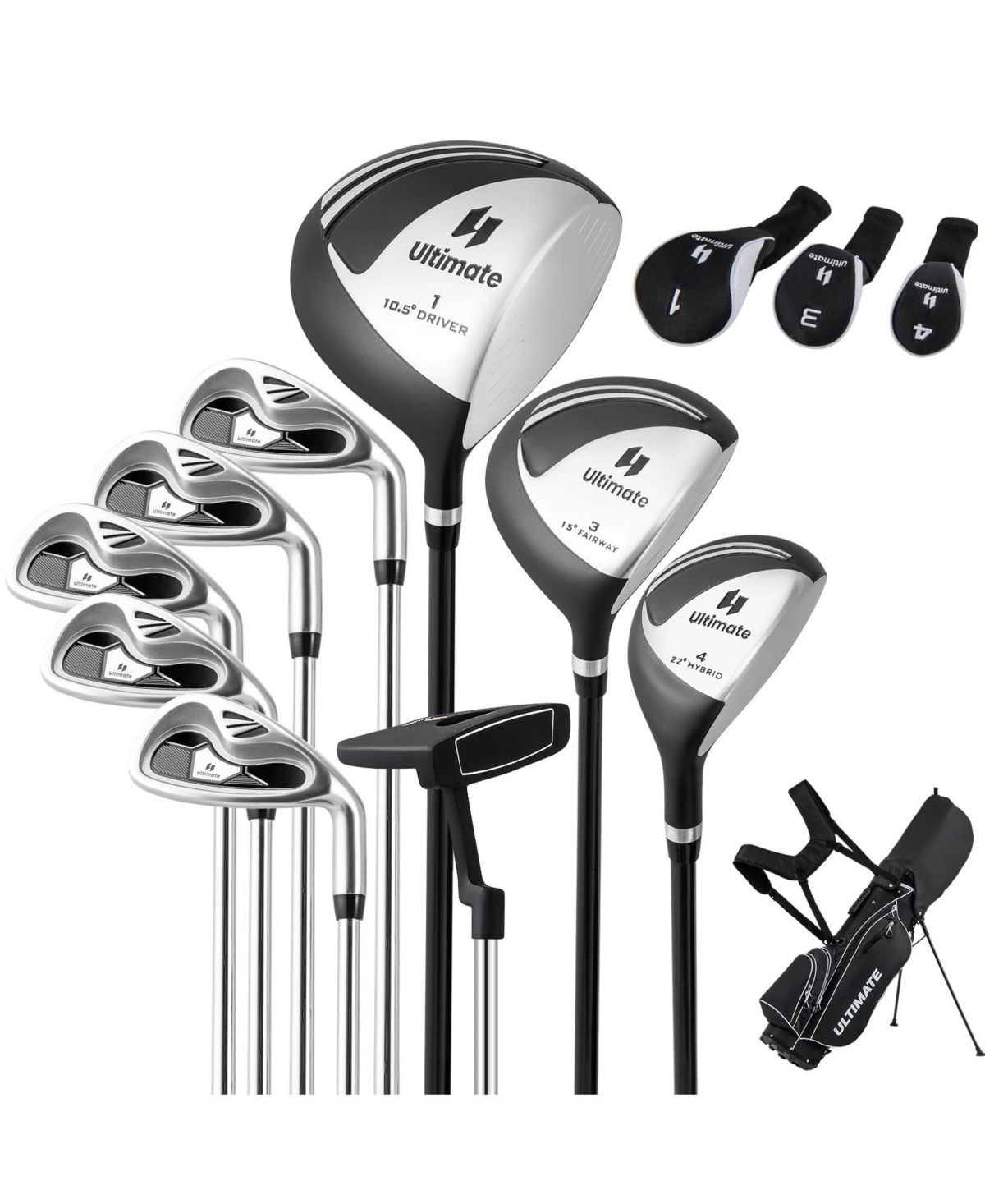 Men s Profile Complete Golf Club Package Set Includes 10 Pieces - Grey