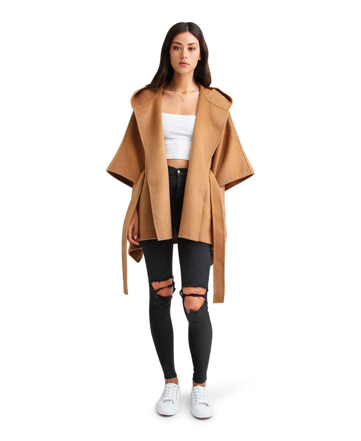 Женское пальто Belle & Bloom Jacksons Landing Wool Blend Cape, цвет: Тёмный верблюжий — фото 4