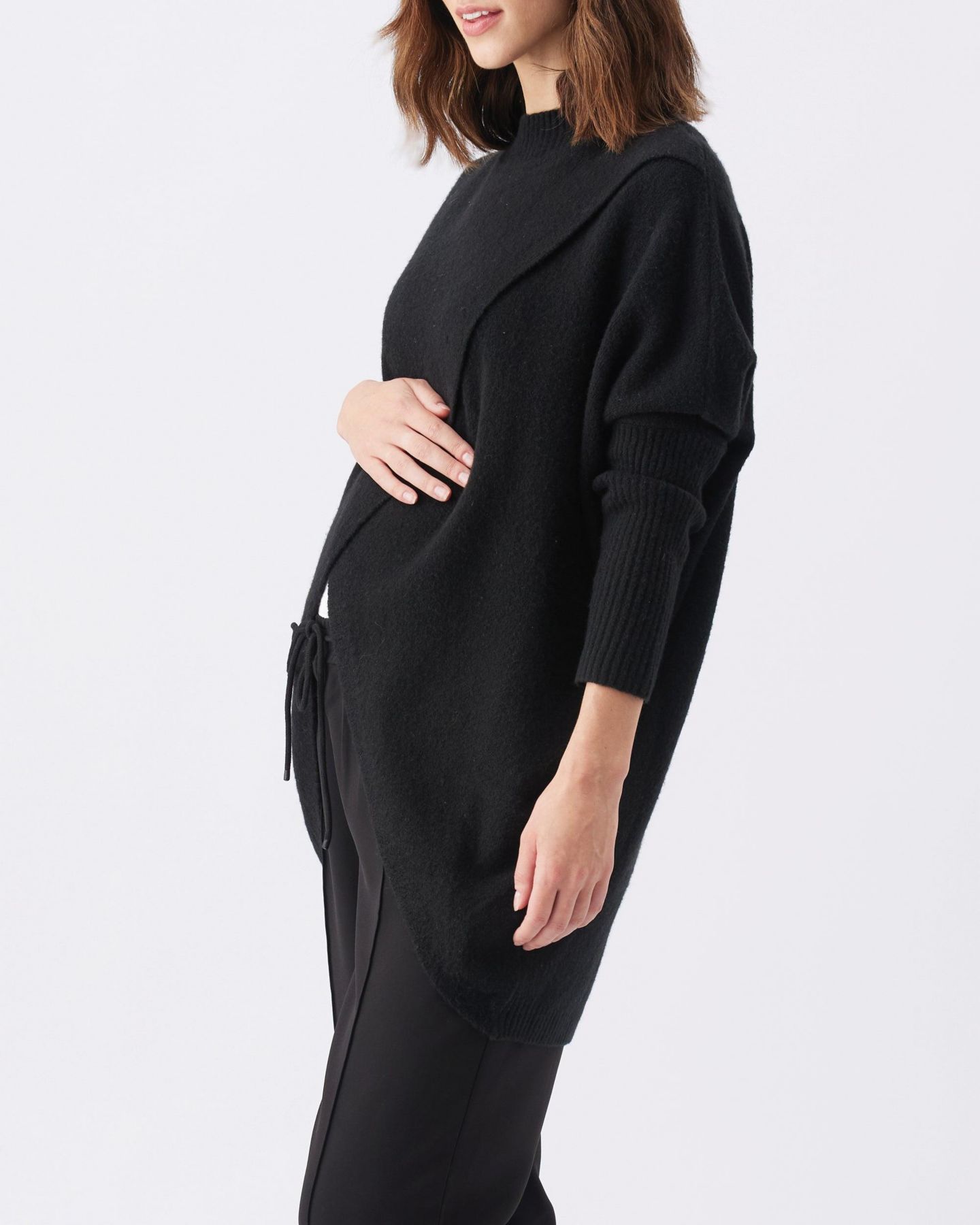 Трикотажный топ с запахом Ripe Maternity Hallie для беременных, цвет: Чёрный — фото 5