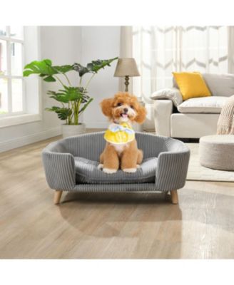 Mid-Century Dog Bed with Birch, Tufted Cushion