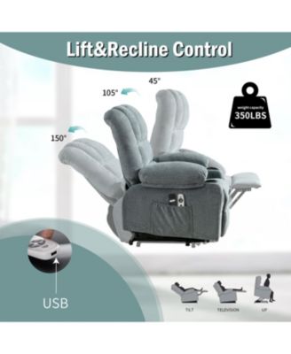 Electric Massage Lift Chair w/ Heat & USB - BLUE