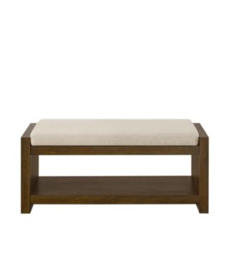 40" Ivory Bench with Shoe Rack & Removable Cushion