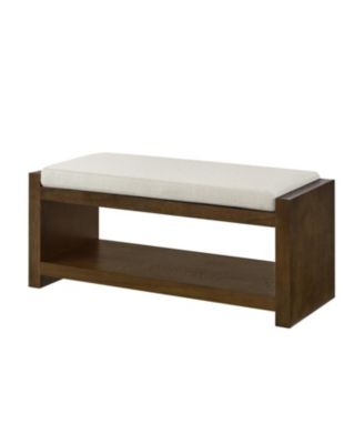 40" Beige Bench with Shoe Rack & Removable Cushion
