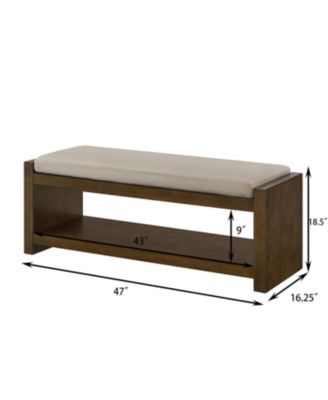 47" Padded Bench with Shoe Rack - Granite Linen