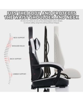 Gaming Chair with Footrest Ergonomic High Back Black/White