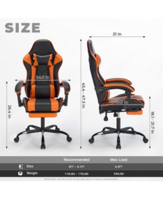 Gaming Chair with Footrest Headrest & Lumbar Support - Black/Orange