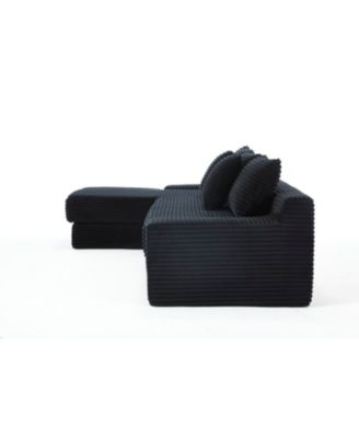 L-Shaped Corduroy Sectional Sofa Bed