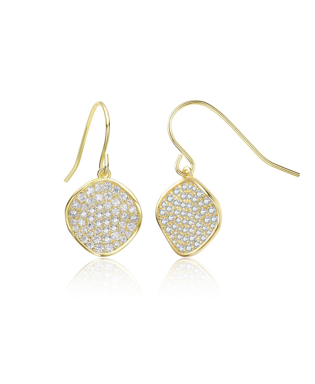 14K Gold Plated with Clear Cubic Zirconia Hook Earrings - Gold