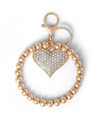 Heart Charm Stretch Keychain Bracelet in Gold-Tone