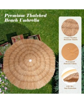 6 Feet Thatched Patio Umbrella with Tilt Design and Carrying Bag