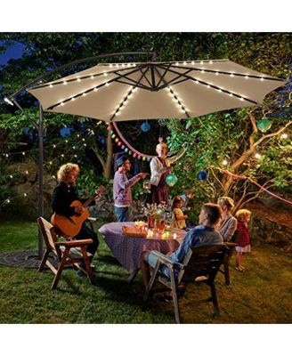 10 Feet 360° Rotation Solar Powered LED Patio Offset Umbrella without Weight Base